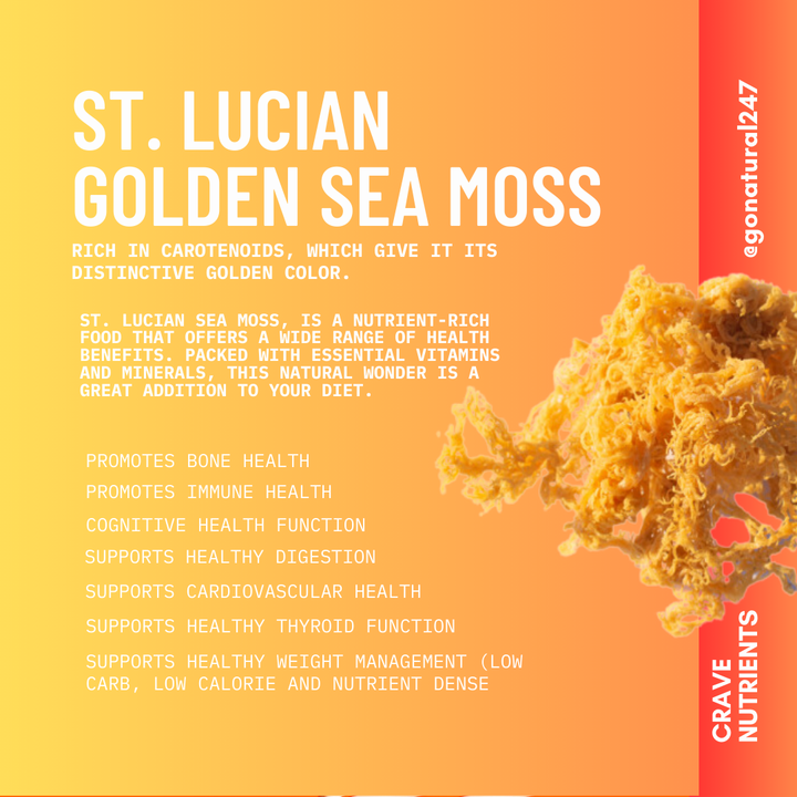 Crave Nutrients Wild-harvested St. Lucian Golden Sea Moss (100% Sun-Dried)